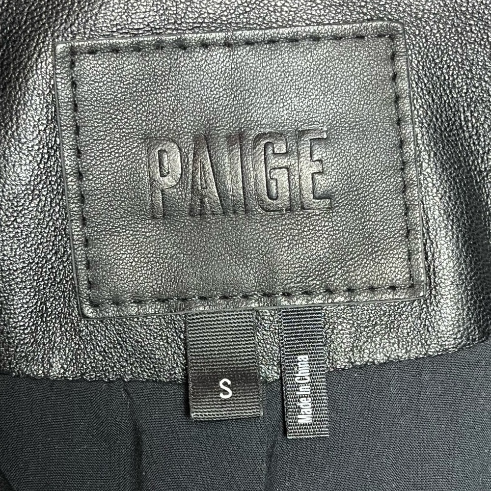 Paige Genuine Leather Moto Jacket Black Cropped Biker Size S Minimal Chic Edgey - Picture 3 of 13